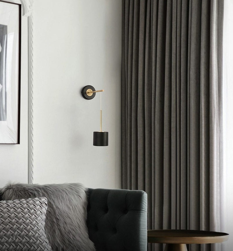 Round Polished Black Iron Wall Light