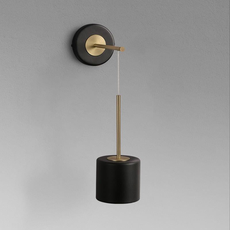 Round Polished Black Iron Wall Light