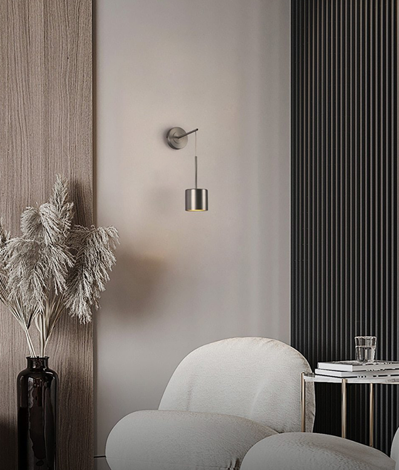 Round Polished Iron Wall Light