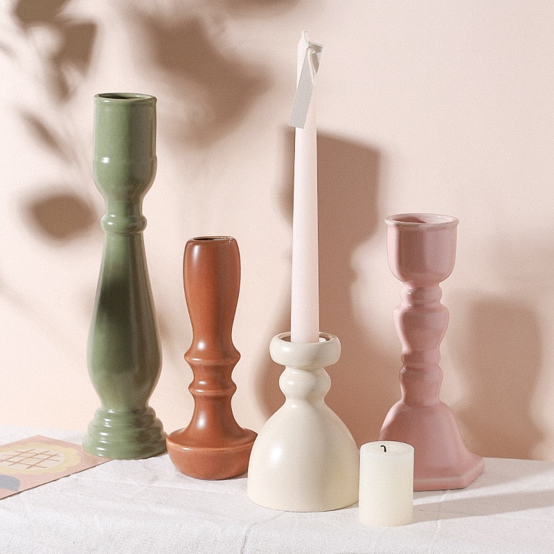 Glazed Ceramic Candle & Flower Holders