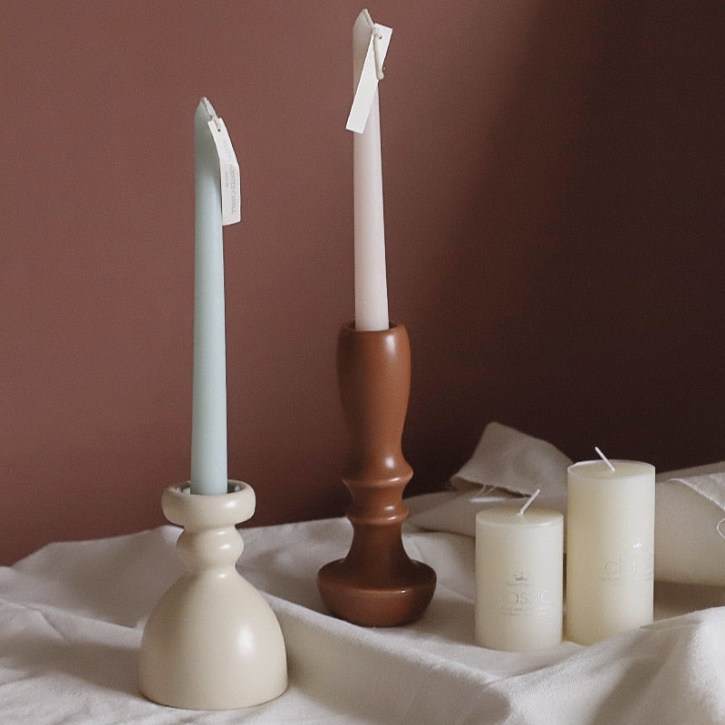 Glazed Ceramic Candle & Flower Holders
