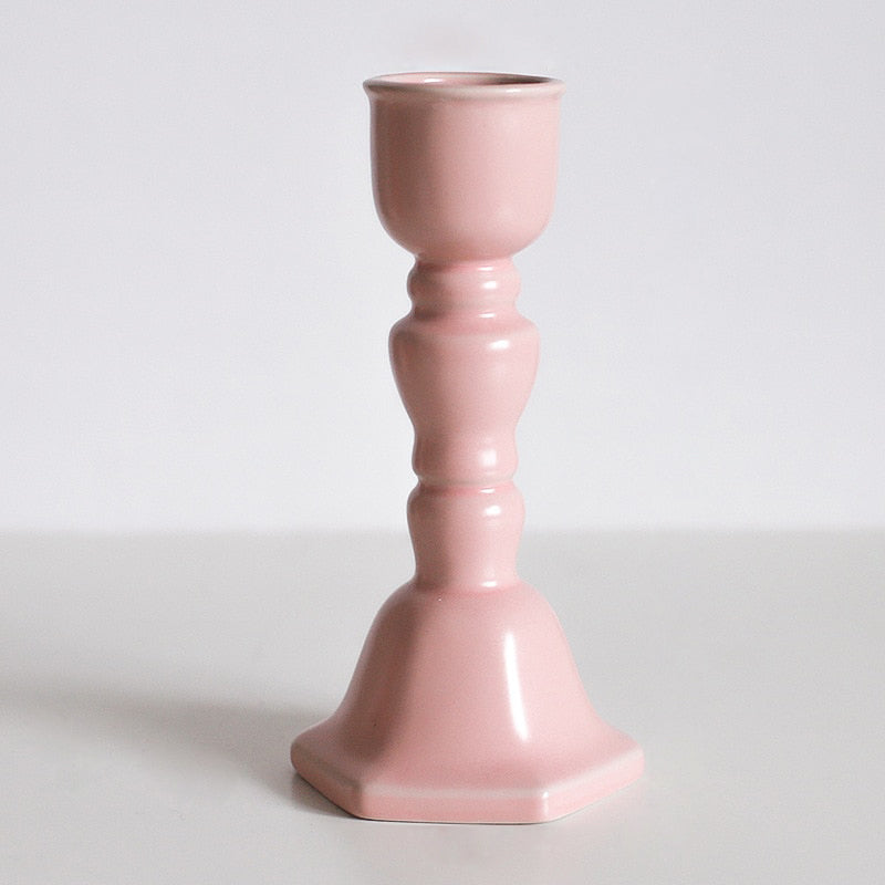 Glazed Ceramic Candle & Flower Holders