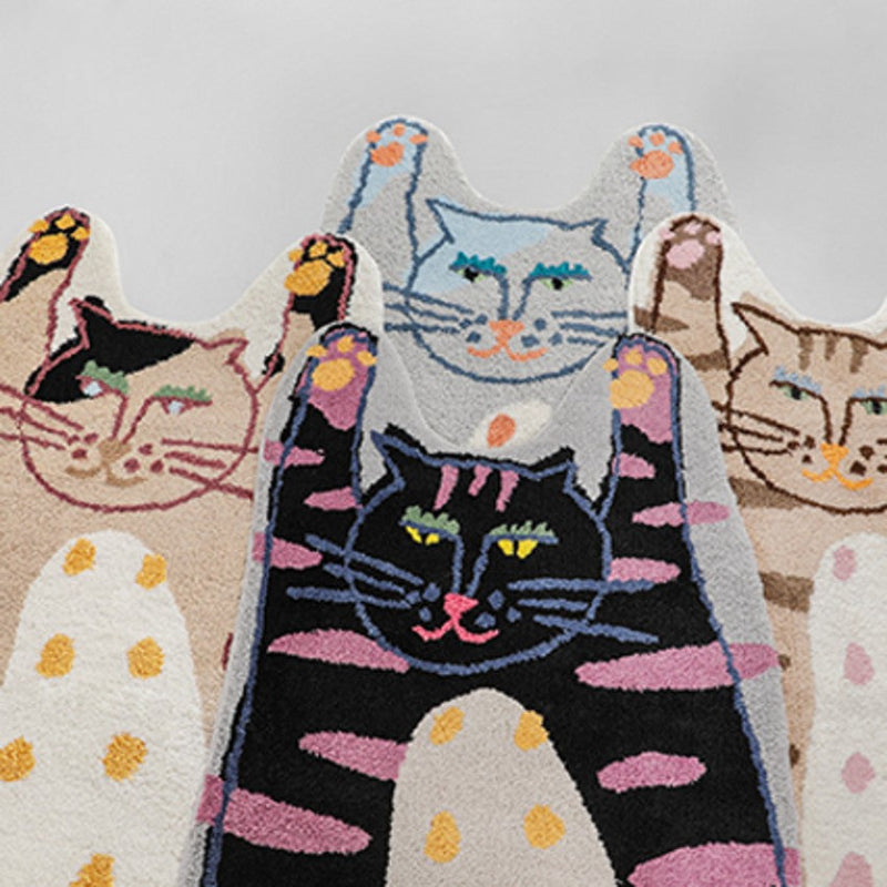 Abstract Polyester floor mat Funny Cat and Dog