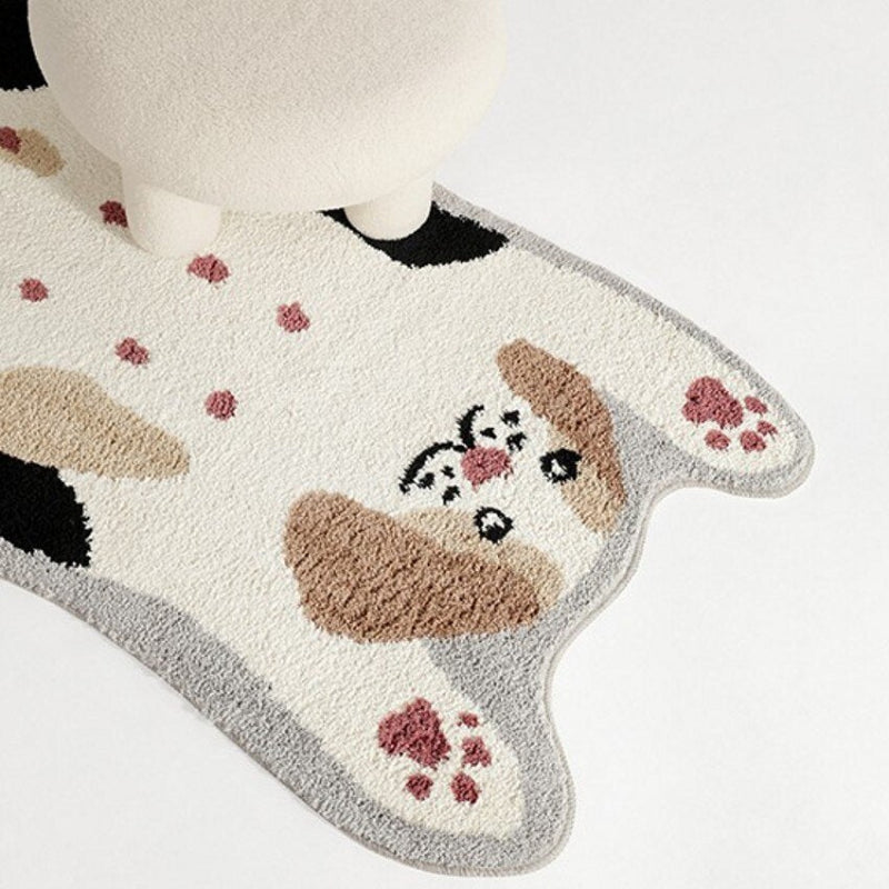 Abstract Polyester floor mat Funny Cat and Dog