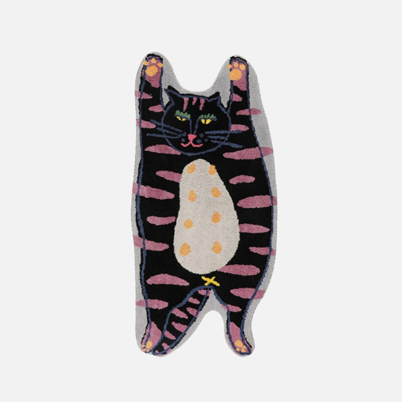 Abstract Polyester floor mat Funny Cat and Dog