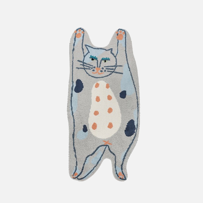 Abstract Polyester floor mat Funny Cat and Dog