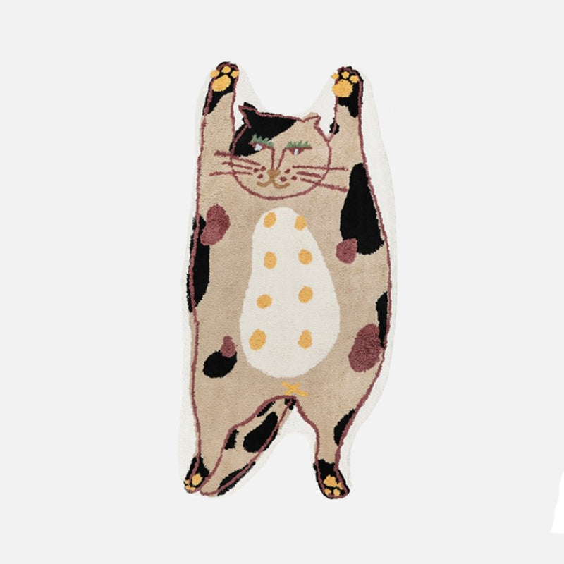 Abstract Polyester floor mat Funny Cat and Dog