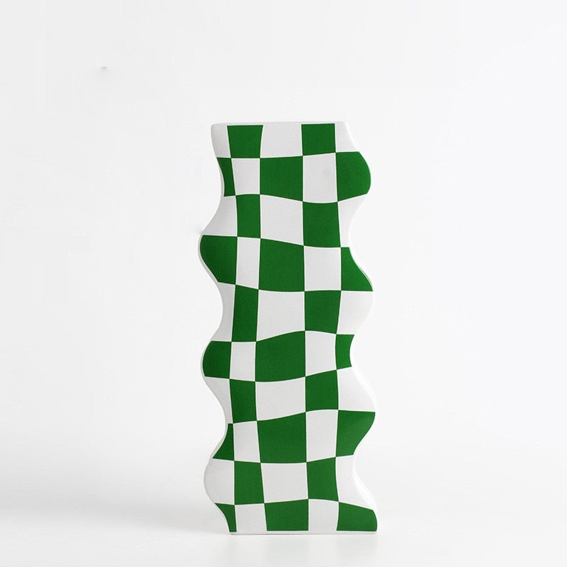 Ceramic Vases Flower Checkered Design with Various Sizes