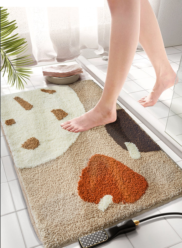Rectangle Abstract Thick Latte Carpet