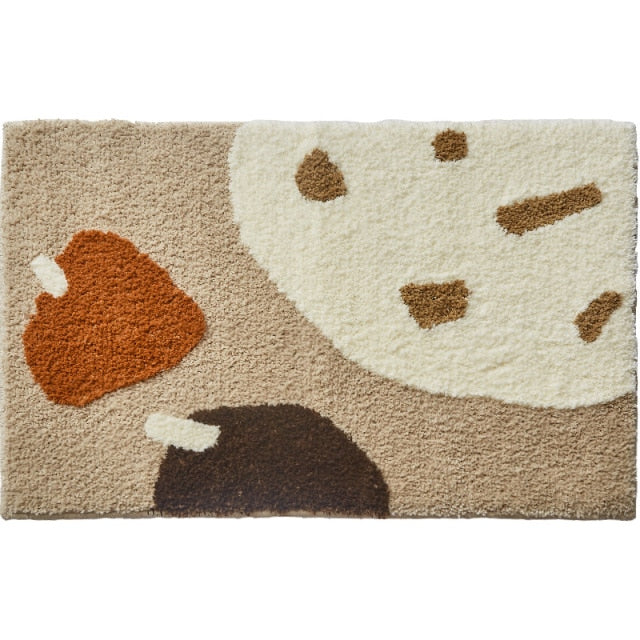 Rectangle Abstract Thick Latte Carpet