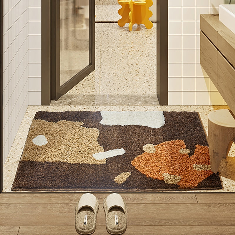 Rectangle Abstract Thick Dark Roast Carpet