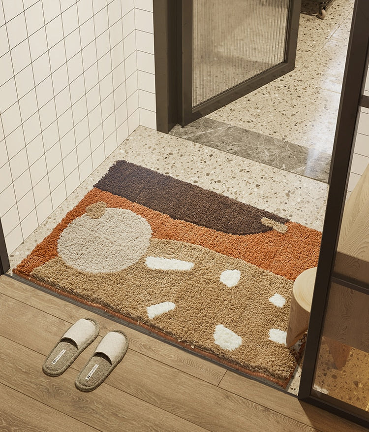 Rectangle Abstract Thick Cappuccino Carpet