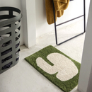 rectangle soft fluffy polyester fabric green white anti-slip mat