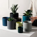 round cylindrical colorful ceramic flower pot