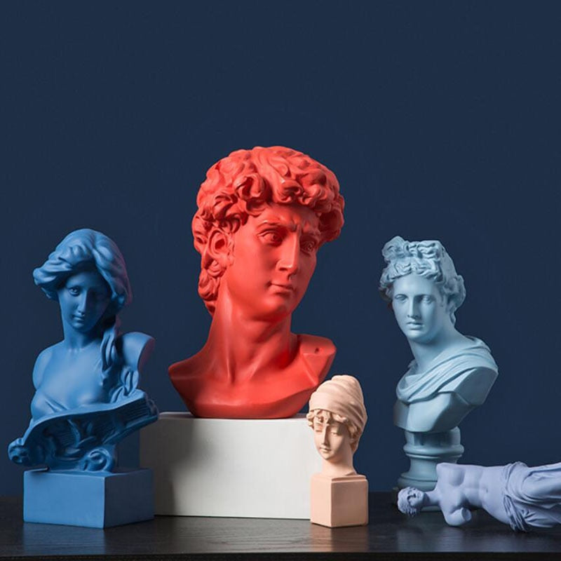 Resin Statue Sculpture Red Blue Color Home Decoration