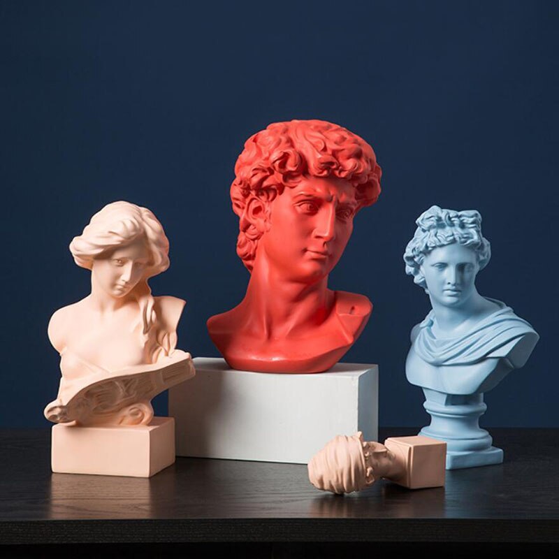 Resin Statue Sculpture Red Blue Color Home Decoration