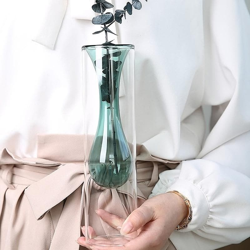Glass Colorful Flower Vase with Modern Shapes and Morandi Style 