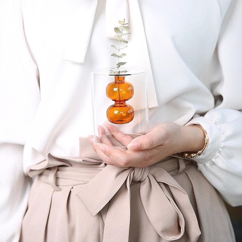 Glass Colorful Flower Vase with Modern Shapes and Morandi Style 