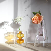 Glass Colorful Flower Vase with Modern Shapes and Morandi Style