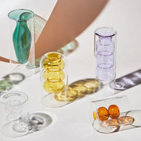 Glass Colorful Flower Vase with Modern Shapes and Morandi Style