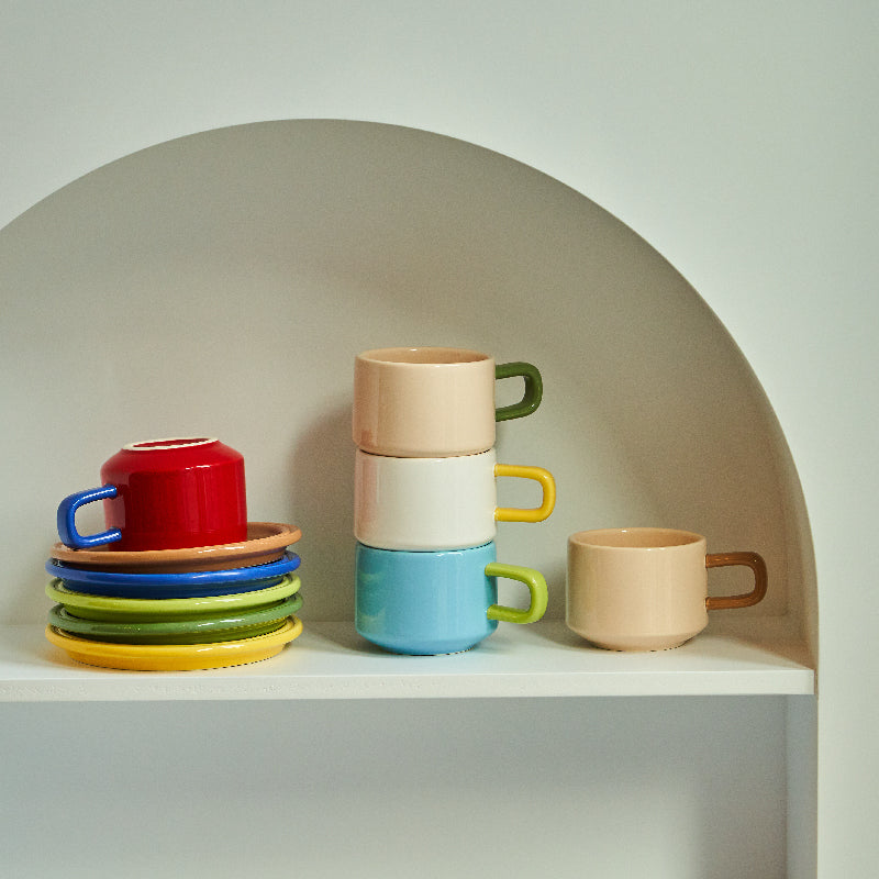 Sets of Kitchenware in Ceramic Cups and Saucers for Tea Cups and Coffee Cups finnish design