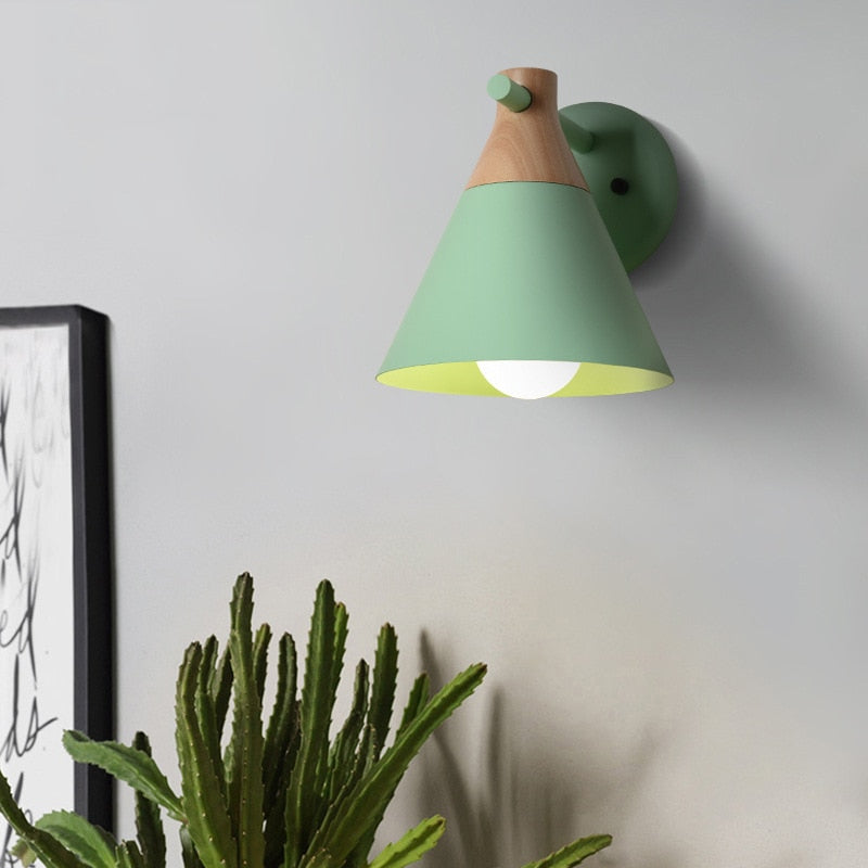 pink Cone Metal & Wood wall lamp