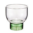 round clear glass cup with green base
