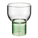 round clear glass cup with green base