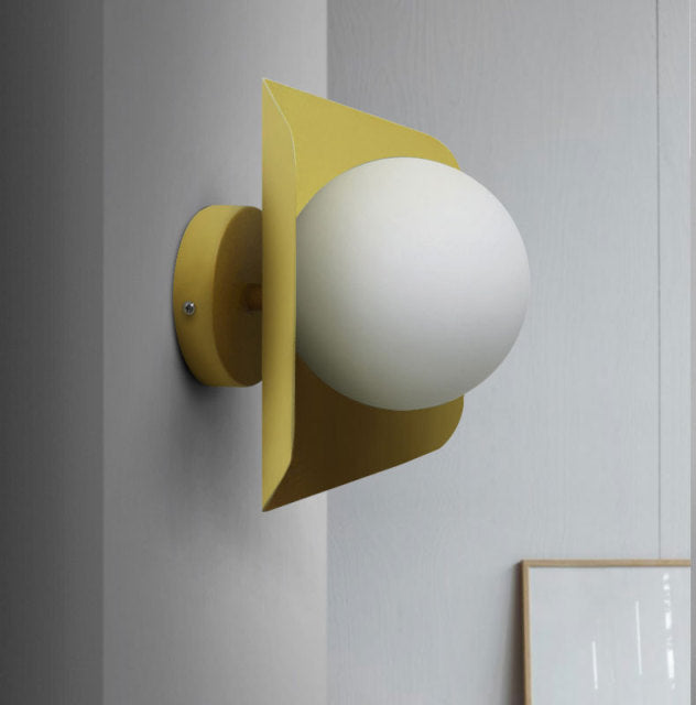 Colored Geometric Plate & Globe Wall Light