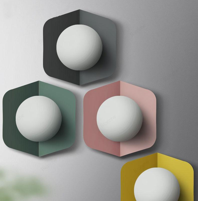 Colored Geometric Plate & Globe Wall Light