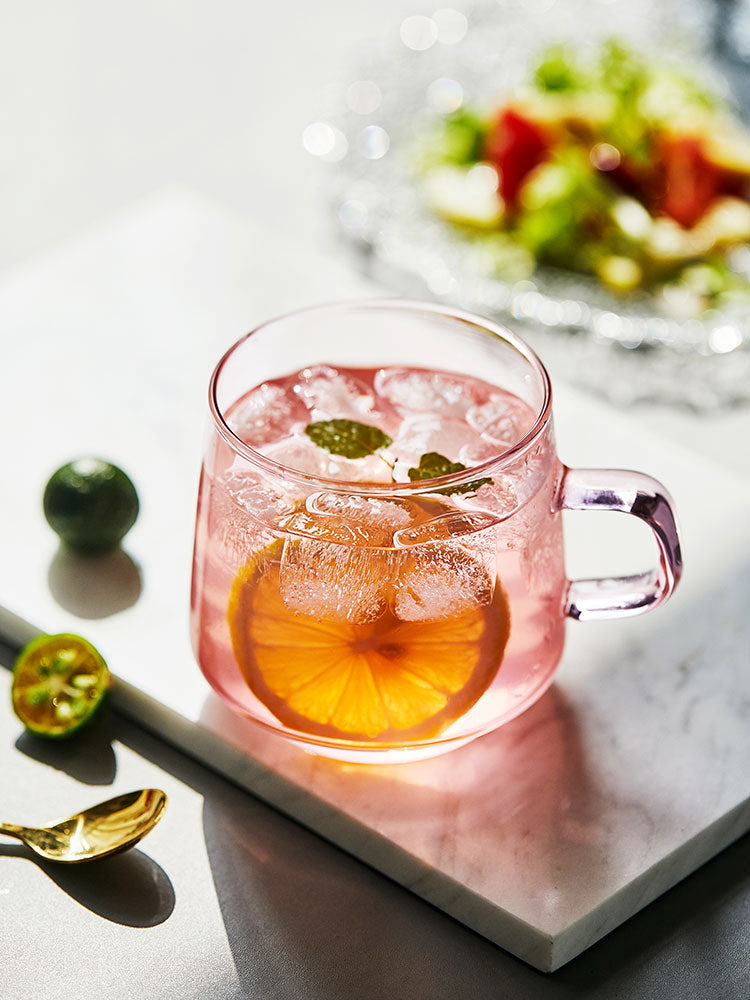 pink glass tea cup 