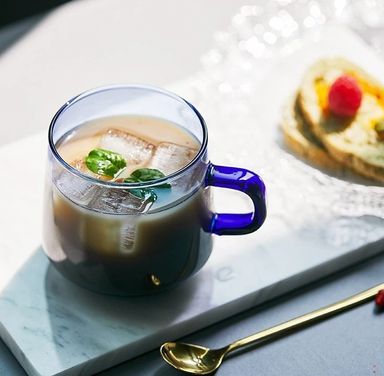 blue glass tea cup 