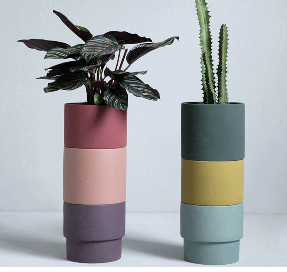 stackable pots for plants Colorful Porcelain Stackable Planters Gifting Ideas – Letifly Lights & Decor