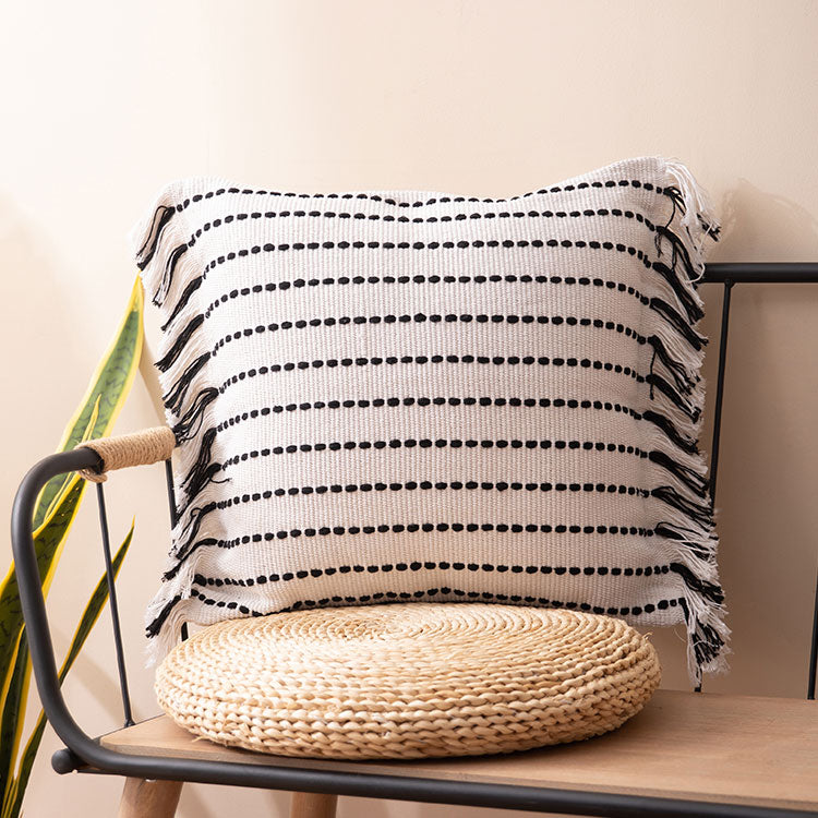 Contrast Stitch Cotton Pillow Cover