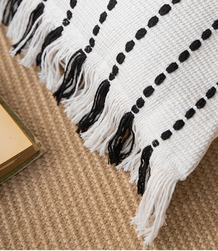 Contrast Stitch Cotton Pillow Cover