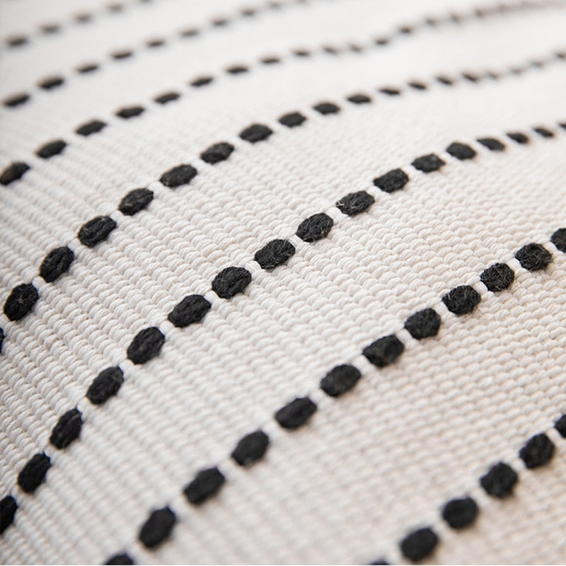 Contrast Stitch Cotton Pillow Cover