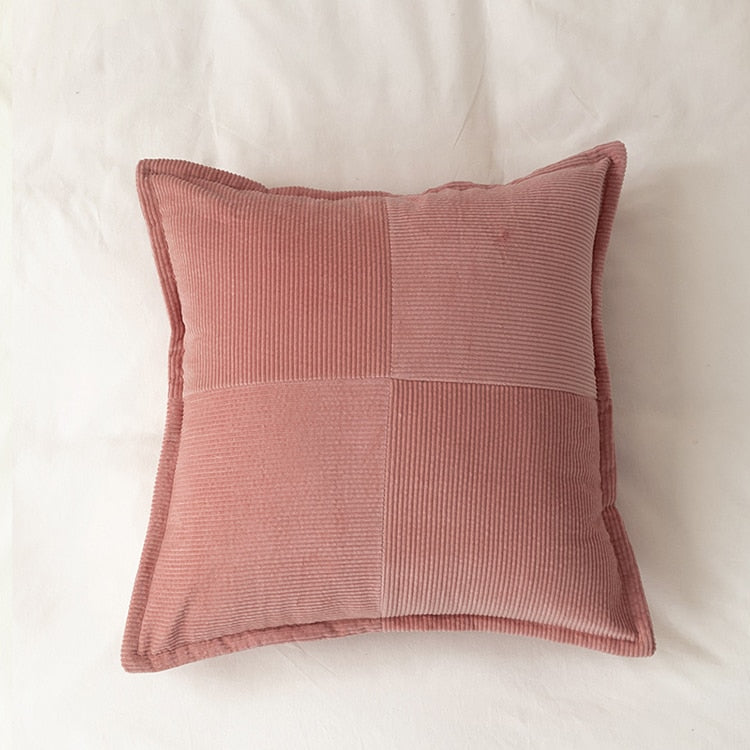 Square Pink Ribbed Pillowcase 
