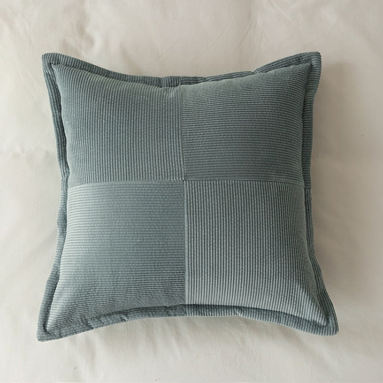 Square Vintage Blue Ribbed Pillowcase 