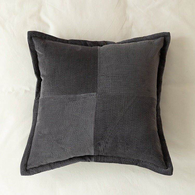 Square Gray Ribbed Pillowcase 