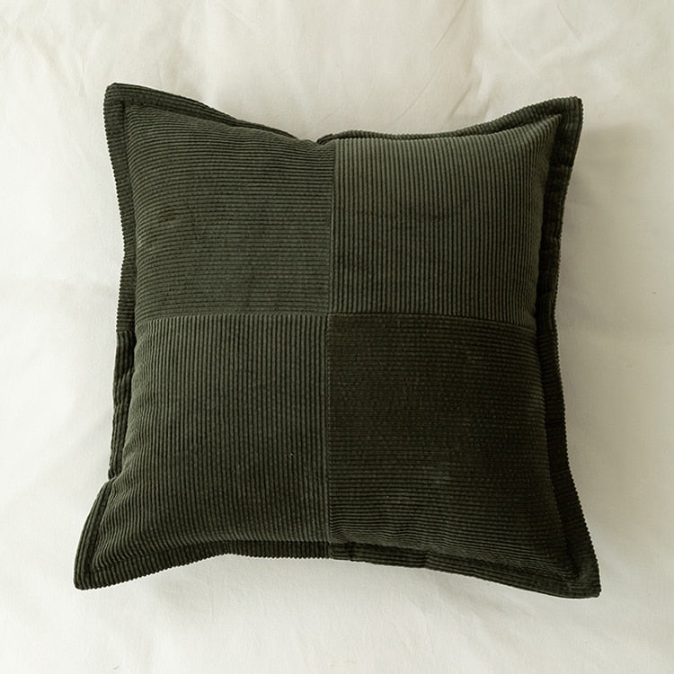 Square Army Green Ribbed Pillowcase 