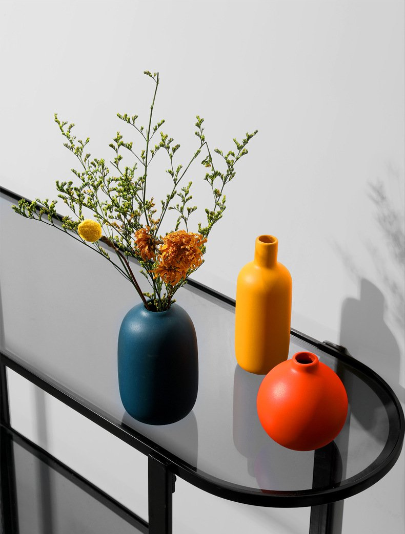 ceramic orange yellow blue decoration vase