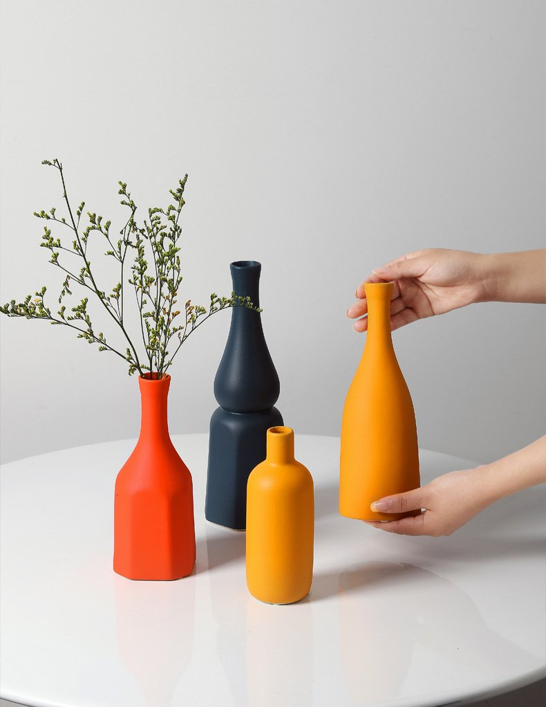 ceramic orange yellow blue decoration vase