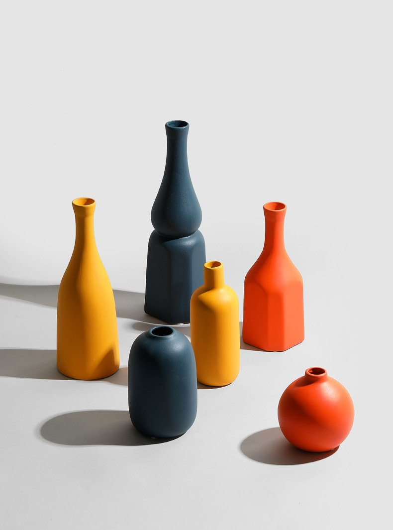 ceramic orange yellow blue decoration vase