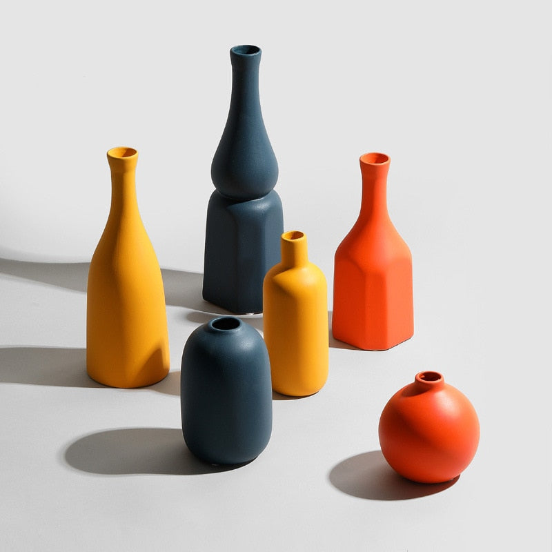 ceramic orange yellow blue decoration vase