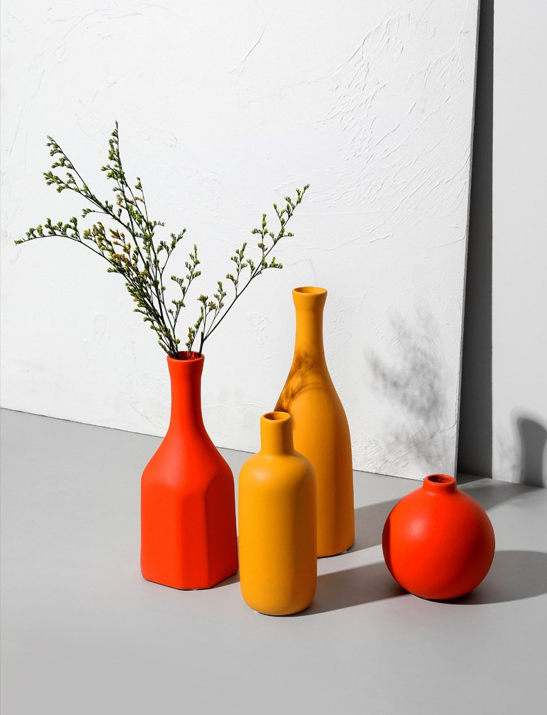 ceramic orange yellow decoration vase