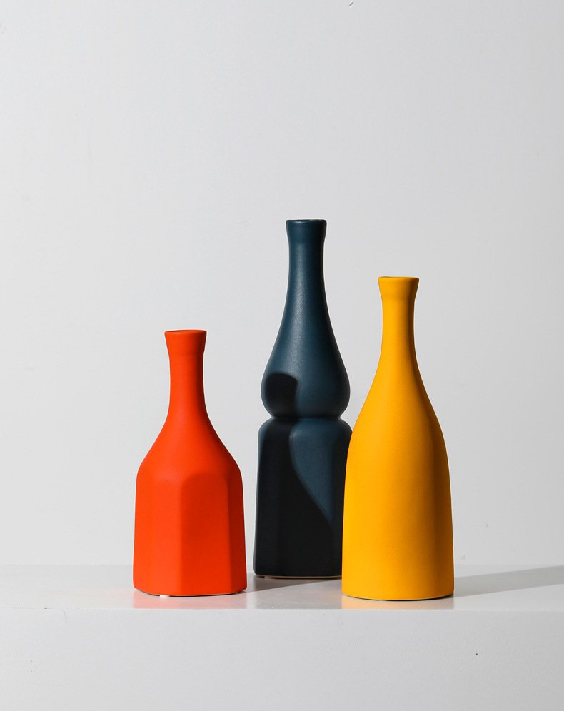 ceramic orange yellow blue decoration vase