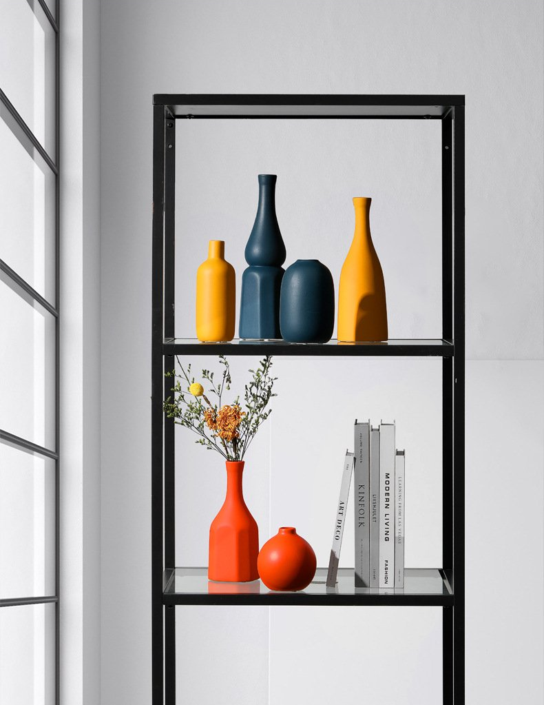 ceramic orange yellow blue decoration vase