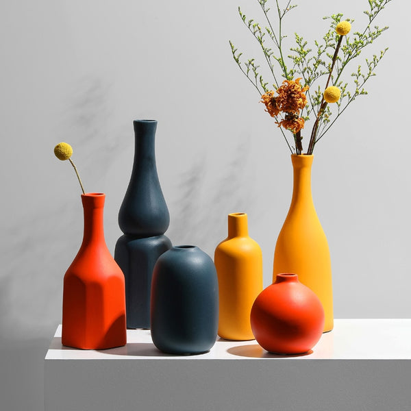 ceramic orange yellow blue decoration vase