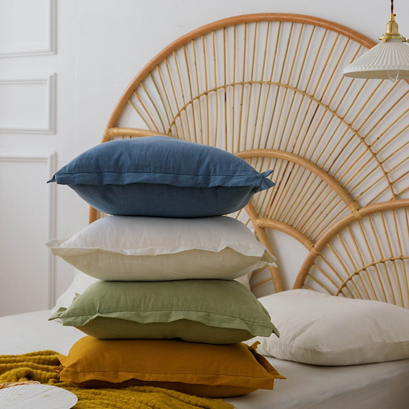 Cotton Linen Zipper Cushion Cover