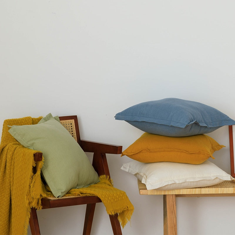 Cotton Linen Zipper Cushion Cover